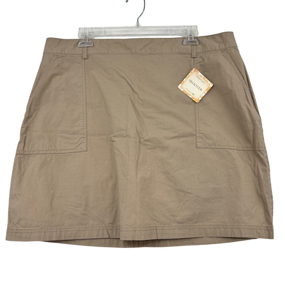 Dockers Skooter Skort Size 16 Tan Skirt Built in Shorts Lining Pockets Side Zip